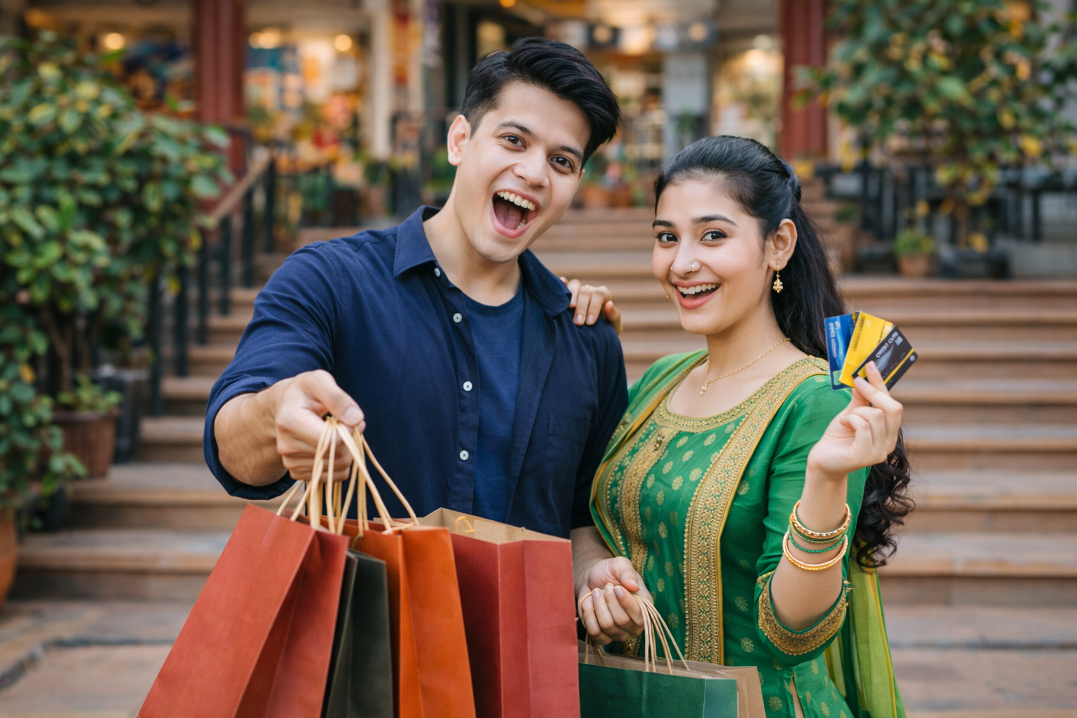 Happy couple shopping